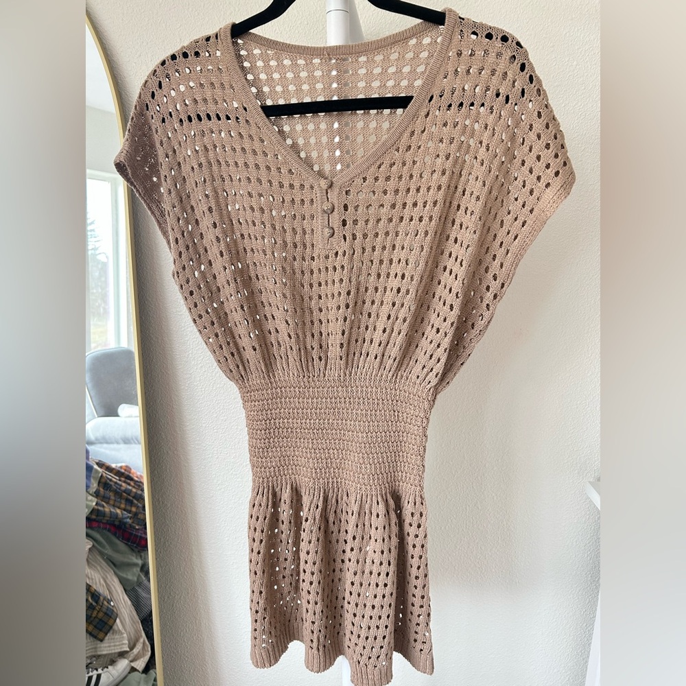 Brown Knit Swimsuit Coverup